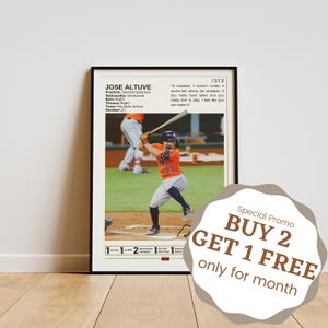 Jose Altuve Poster, Baseball Wall Art, Sports Poster,  Baseball Prints, Baseball Player Gift, Sports Bedroom Posters