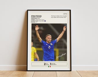 Davide Frattesi Poster, Soccer Poster, Football Gifts, Davide Frattesi Print, Soccer Wall Art, Italy Soccer Player Poster