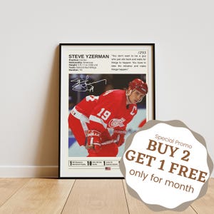 Steve Yzerman Poster, Hockey Posters, Steve Yzerman Prints, Yzerman NHL, Steve Yzerman Gift, Hockey Wall Decor
