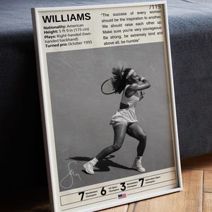 Póster de Serena Williams, regalos de tenis, póster deportivo, impresión de Serena Williams, arte mural de tenis, pósteres deportivos para dormitorio, pósteres de Wimbledon