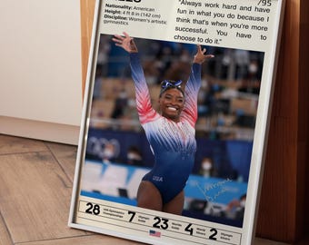 Simone Biles Poster, Gymnastics Posters, Simone Biles Prints, Biles Wall Art, Gymnasts Gift, Biles Fan Gifts, Motivational Sports Quotes