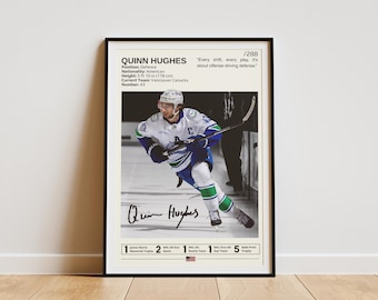 Quinn Hughes Poster, Hockey Posters, Quinn Hughes Prints, Hughes NHL, Quinn Hughes Gift, Hockey Wall Decor