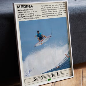 Póster de Gabriel Medina, póster de surf, impresión de Medina, decoración de pared con arte de surf, regalos de surf, idea de regalo para surfistas