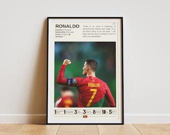 Cristiano Ronaldo Poster, Soccer Poster, Ronaldo Print, Football Wall Art, Football Legend, Ronaldo Fan Gifts