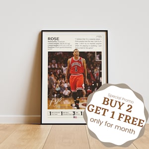 Pôster de Derrick Rose, Impressão de Derrick Rose, Arte de Parede de Basquete, Pôster de Basquete, Lenda do Basquete, Presente para Fã de Derrick Rose