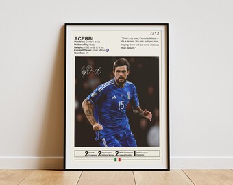 Francesco Acerbi Poster, Francesco Acerbi Print, Football Gifts, Soccer Poster, Soccer Wall Art, Italy Soccer Player Poster