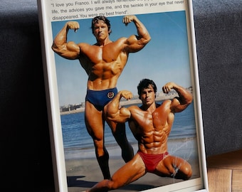 Arnold Schwarzenegger and Franco Columbu Poster, Bodybuilding Posters, Gym Wall Art, Schwarzenegger Print, Bodybuilding Legends