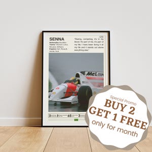 Ayrton Senna Poster, Formula One Posters, Formula 1 Wall Art, Senna Print, Motorsport Decor, Senna Fan Gifts