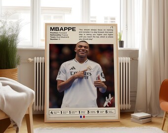 Kylian Mbappe Poster, Soccer Poster, Mbappe Print, Soccer Wall Art, Football Legend, Mbappe Fan Gifts