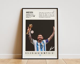 Lionel Messi Poster, Soccer Poster, Messi Print, Football Wall Art, Football Legend, Messi Fan Gifts
