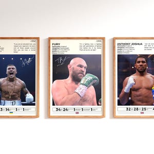 Oleksandr Usyk, Tyson Fury, Anthony Joshua Set of 3 Poster, Boxing Wall Art, Boxing Poster, Boxing Legend
