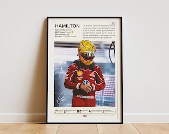 Lewis Hamilton Poster, Formula One Posters, Formula 1 Wall Art, Hamilton Print, Motorsport Decor, Hamilton Fan Gifts