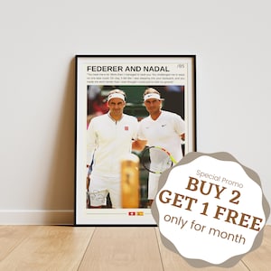 Roger Federer And Rafael Nadal Poster, Tennis Gifts, Federer Poster, Rafa Nadal Print, Tennis Wall Art, Wimbledon Posters, Tennis Legends