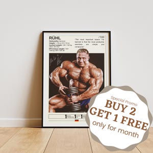 Póster de Marcus Ruhl, pósteres de culturismo, arte mural para gimnasio, lámina de Ruhl, leyenda del culturismo, regalos para fans de Ruhl