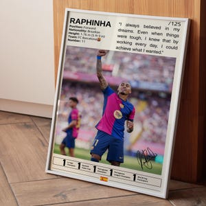 Pôster de Raphinha, Presentes de Futebol, Pôster de Esportes, Pôster de Jogador de Futebol, Arte de Parede de Futebol, Impressão de Raphinha
