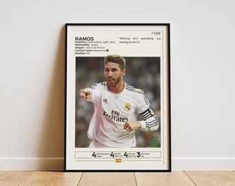Sergio Ramos Poster, Soccer Wall Art, Sergio Ramos Print,  Football Gifts, Soccer Poster, Spain Soccer Player Poster