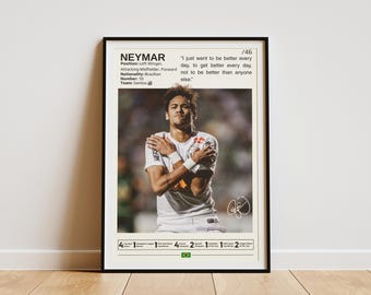 Neymar Poster, Soccer Poster, Neymar Print, Football Wall Art, Football Legend, Neymar Fan Gifts