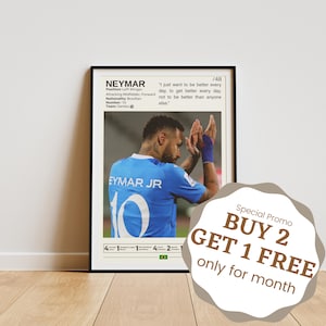 Neymar Poster, Soccer Poster, Neymar Print, Football Wall Art, Football Legend, Neymar Fan Gifts