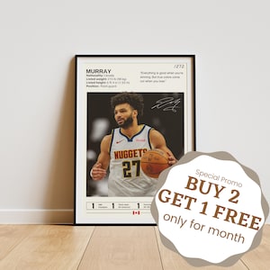 Jamal Murray Poster, Basketball Wall Art, Jamal Murray Print, Basketball Poster, Jamal Murray Fan Gifts, Basketball Legend