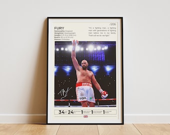 Tyson Fury Poster, Boxing Poster, Tyson Fury Print, Tyson Fury Fan Gifts, Boxing Wall Art, Boxing Legend