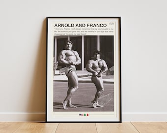Arnold Schwarzenegger and Franco Columbu Poster, Bodybuilding Posters, Gym Wall Art, Schwarzenegger Print, Bodybuilding Legends