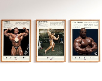 Dorian Yates, Ronnie Coleman, Kevin Levrone Set of 3 Poster, Bodybuilding Posters, Gym Wall Art, Bodybuilding Legends