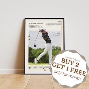 Jordan Spieth Poster, Golf Prints, Golf Wall Art, Golf Player Gift, Sports Poster, Sports Bedroom Posters