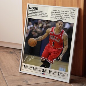 Póster de Derrick Rose, Impresión de Derrick Rose, Arte mural de baloncesto, Póster de baloncesto, Leyenda del baloncesto, Regalo para fans de Derrick Rose