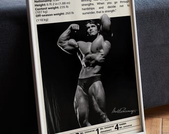 Arnold Schwarzenegger Poster, Bodybuilding Posters, Gym Wall Art, Schwarzenegger Print, Bodybuilding Legend, Schwarzenegger Fan Gifts