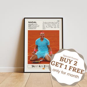 Rafael Nadal Poster, Tennis Gifts, Sports Poster, Rafa Nadal Print, Tennis Wall Art, Sports Bedroom Posters, Wimbledon Posters