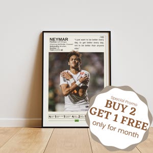Neymar Poster, Soccer Poster, Neymar Print, Football Wall Art, Football Legend, Neymar Fan Gifts