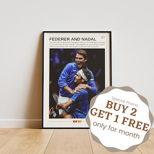 Roger Federer And Rafael Nadal Poster, Tennis Gifts, Federer Poster, Rafa Nadal Print, Tennis Wall Art, Wimbledon Posters, Tennis Legends