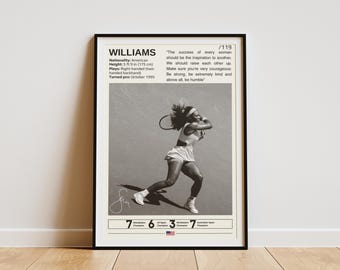 Poster Serena Williams In Metallo - Targa Decorativa Da Parete 20x30 Cm, Stile Vintage, Per Casa E Locali