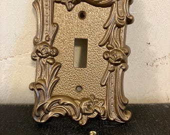 vintage switch plates, gold-toned single switch plates