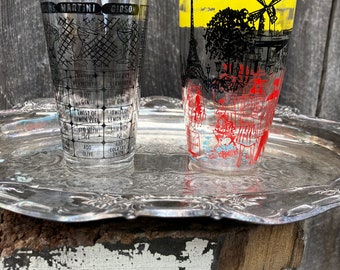 Cocktail mixing glasses, Midcentury bar ware