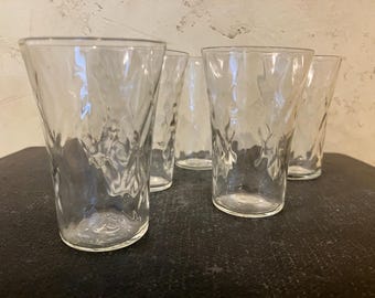 Set of 6 Vintage Textured Juice Glasses: Retro Barware