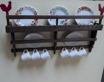 Dollhouse miniature wall plate rack MADE TO ORDER
