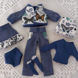 blythe outfit 7 piece set blythe trousers / blythe top / blythe bomber jacket / blythe skirt/Blythe Tshirt / blythe socks /Blythe underpants