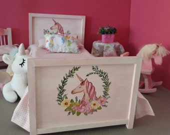 1/6 scale  hand made  bed room set Blythe   Momoko unicorn theme diorama room-box furniture