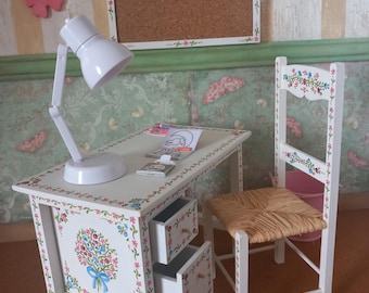 Blythe furniture set with  desk , chair and  board 1/6 scale  diorama room-box