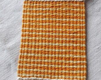 Dollhouse Miniature Rug Artisan Hand Woven yellow orange white color