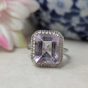 Sterling Silver Purple Cocktail Ring Large Chunky Statement Size M