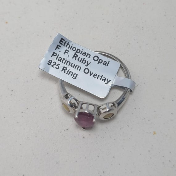 Sterling Silver Ruby Opal Ring, Teardrop Pink Fire - image 4