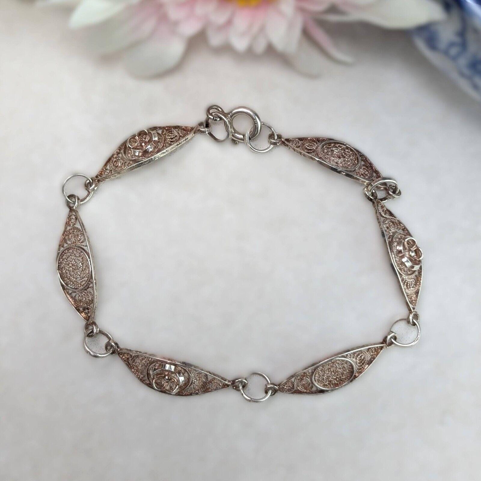 Silver filigree bracelet - Etsy 日本
