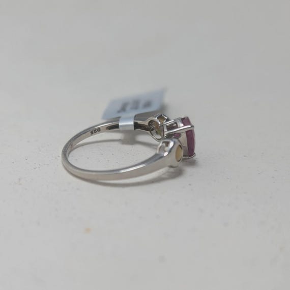 Sterling Silver Ruby Opal Ring, Teardrop Pink Fire - image 2