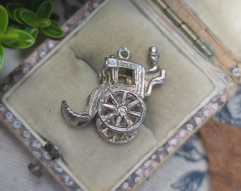 Colgante de carruaje de plata de ley vintage, jinete
