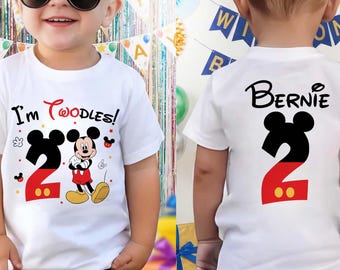 Ich bin Twodles Mickey Geburtstag Shirt, personalisiertes 2. Geburtstag Maus T-Shirt, Kinder Party Outfit, Disneyland Reise T-Shirt