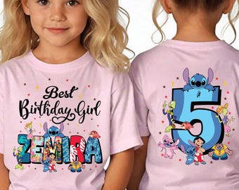 Personalisierte Stitch Geburtstagskind Jungen T-Shirt, benutzerdefinierte Altersnummer T-Shirt, Familie passende Lilo Stitch Shirt