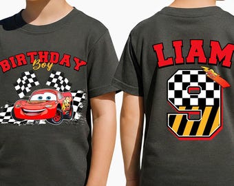 Camiseta de cumpleaños de Cars de Disney para niño, camiseta juvenil de cumpleaños de McQueen, sudadera de Pixar Pit Crew, regalo familiar de cumpleaños de Lightning, cumpleaños de coche de carreras