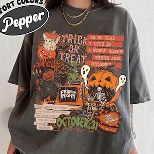 Comfort Colors Retro Halloween Shirt: Spooky Ghost Collage Tee